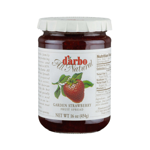 D Arbo Strawberry Fruit Spread Prepared According to Secret Traditional Austrian Recipes 454g