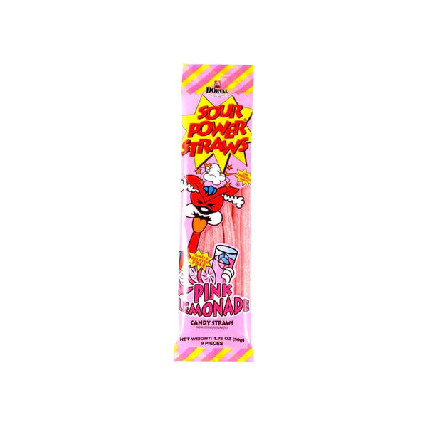 Dorval Pink Lemonade Flavor Sour Power Straws, Pink Lemonade Flavor Straws 50g