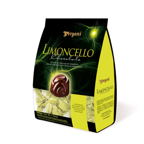 Vergani Limoncello Flavoured Cream in Dark Chocolate  HEAT SENSITIVE ITEM. PLEASE ADD ITEM 122942 TO THE ORDER TO TRY TO PROTECT CHOCOLATES FROM HEAT DAMAGE. 200g