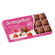 Schogetten Strawberry Yogurt Milk Chocolate Bar  HEAT SENSITIVE ITEM. PLEASE ADD ITEM 122942 TO THE ORDER TO TRY TO PROTECT CHOCOLATES FROM HEAT DAMAGE. 100g