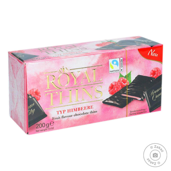 Boehme Royal Thins Raspberry Dark Chocolate  HEAT SENSITIVE ITEM. PLEASE ADD ITEM 122942 TO THE ORDER TO TRY TO PROTECT CHOCOLATES FROM HEAT DAMAGE. 200g