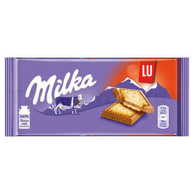 Milka Milk Chocolate Lu Biscuits Bar  HEAT SENSITIVE ITEM. PLEASE ADD ITEM 122942 TO THE ORDER TO TRY TO PROTECT CHOCOLATES FROM HEAT DAMAGE. 87g