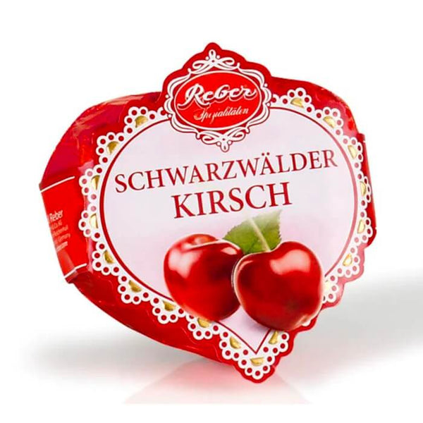 Reber Black Forest Hearts Kirsch Marzipan (HEAT SENSITIVE ITEM - PLEASE ADD A THERMAL BOX TO YOUR ORDER TO PROTECT YOUR ITEMS 32g