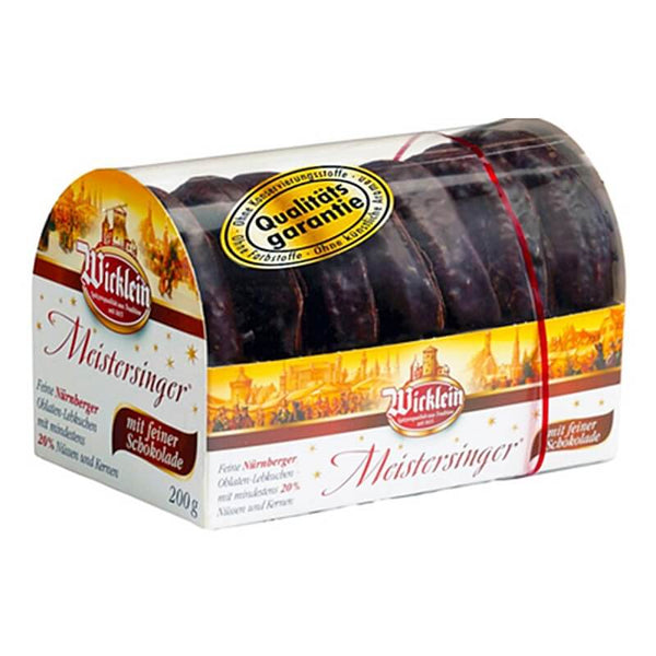 Wicklein Feine Nuremberg Meistersinger Oblaten Lebkuchen With Dark Chocolate 20 percent Nuts  HEAT SENSITIVE ITEM. PLEASE ADD ITEM 122942 TO THE ORDER TO TRY TO PROTECT CHOCOLATES FROM HEAT DAMAGE. 200g