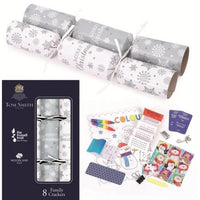 Tom Smith Christmas Crackers Silver and White Merry Christmas Script Family Crackers 8 x 12.5" 200g
