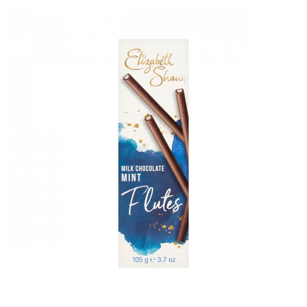 Elizabeth Shaw Milk Chocolate Mint Flutes  HEAT SENSITIVE ITEM. PLEASE ADD ITEM 122942 TO THE ORDER TO TRY TO PROTECT CHOCOLATES FROM HEAT DAMAGE. 105g