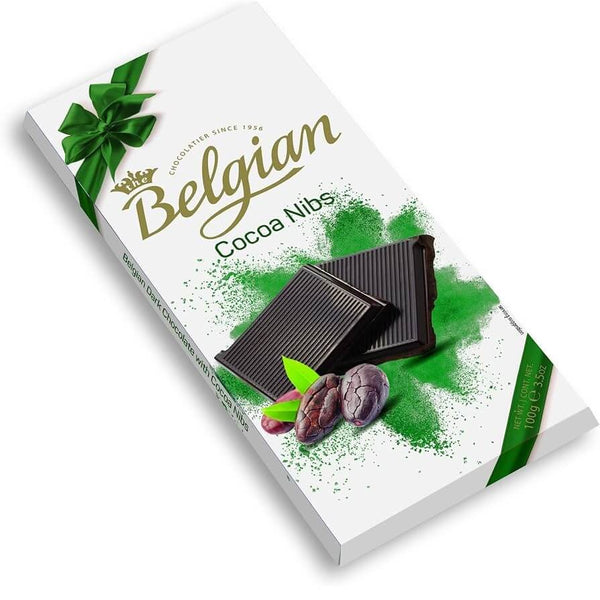 The Belgian Dark Chocolate with Cocoa Nibs Bar 100g