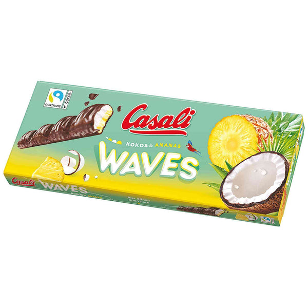 Casali Waves Coco and Pineapple  HEAT SENSITIVE ITEM. PLEASE ADD ITEM 122942 TO THE ORDER TO TRY TO PROTECT CHOCOLATES FROM HEAT DAMAGE. 250g