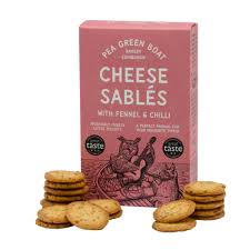 Pea Green  Boat Cheese Sables Fennel and Chili Cheese Sables 79g