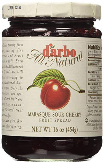 D Arbo Sour Cherry Fruit Spread Marasque Prepared According to Secret Traditional Austrian Recipes 454g