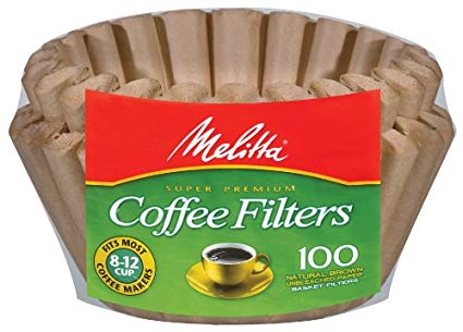Melitta Brown Coffee Filters 8-12 Cup (100 Basket Filters), Fits Most 8-12 Cup Coffee Makers 98g