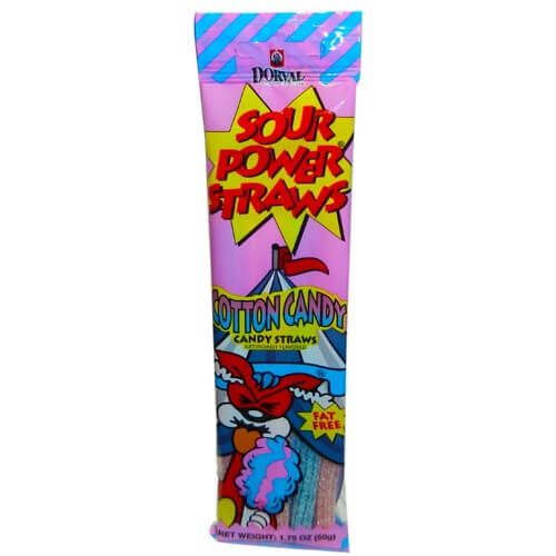Dorval Cotton Candy Flavor Sour Power Straws Cotton Candy Straws 50g