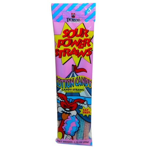 Dorval Sour Power Straws Cotton Candy Flavor 50g