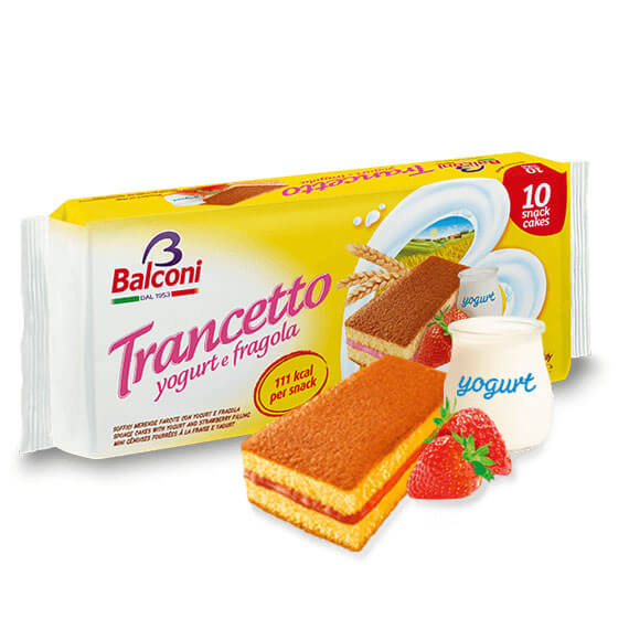 Balconi Trancetto Fragola Sponge Cake Snack Filled with Strawberry Cream Pack of 10 280g