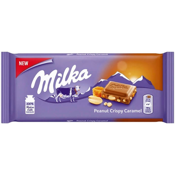 Milka Milk Chocolate - Peanut Crispy Caramel Bar (HEAT SENSITIVE ITEM - PLEASE ADD A THERMAL BOX TO YOUR ORDER TO PROTECT YOUR ITEMS 90g